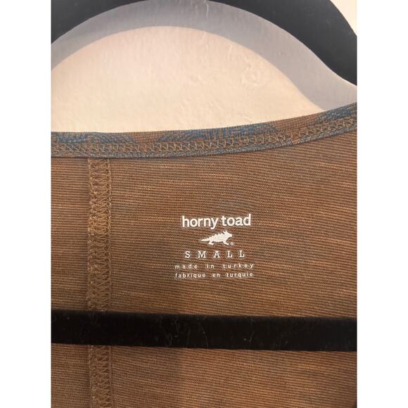 Horny Toad Long Sleeve Marley Dress Green Brown Small Tie Waist Geometric Artsy - Picture 7 of 8